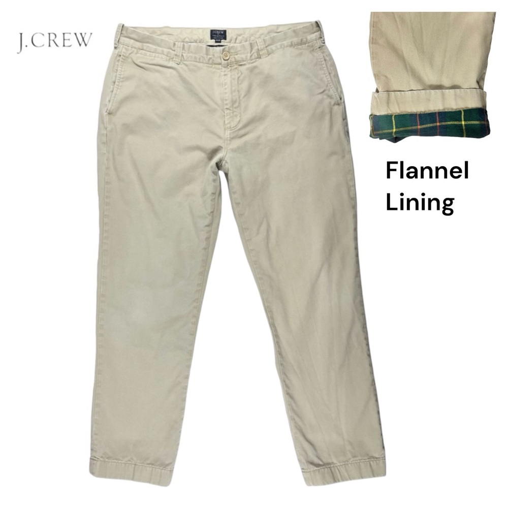 J. Crew The Sutton Men’s 36x30 Flannel Linned‎ Khaki Chino Pants Winter Warm